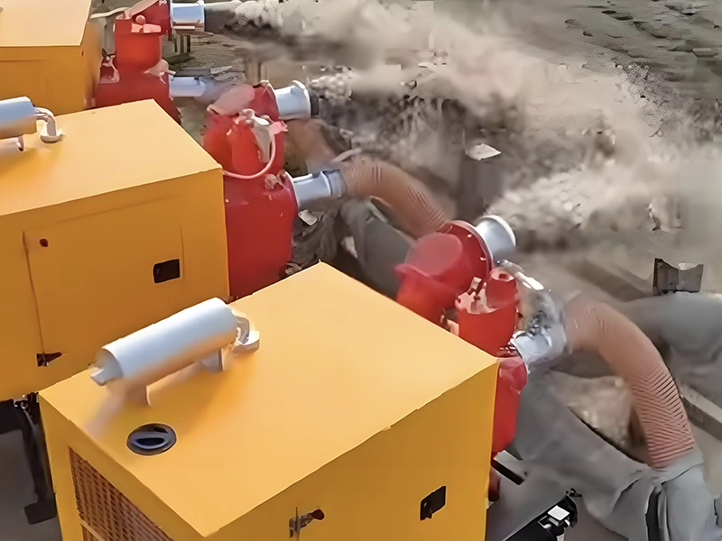 Jianghe Flood Prevention Products upgradet de door een dieselmotor aangedreven waterpompset om de efficiënte afvoercapaciteit van overstromingen te vergroten
